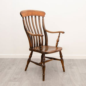 Victorian Country Slat Back Windsor Armchair in Elm and Beech