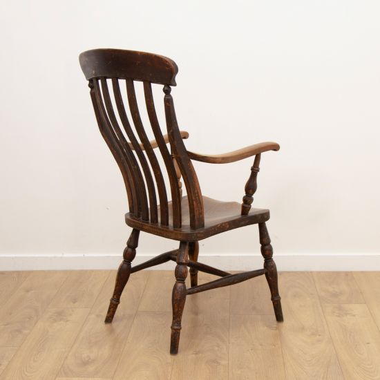 Victorian Country Slat Back Windsor Armchair in Elm and Beech