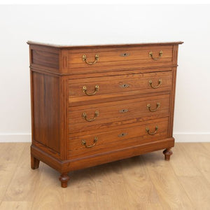 Vintage Pine Chest of Drawers with Marble Top